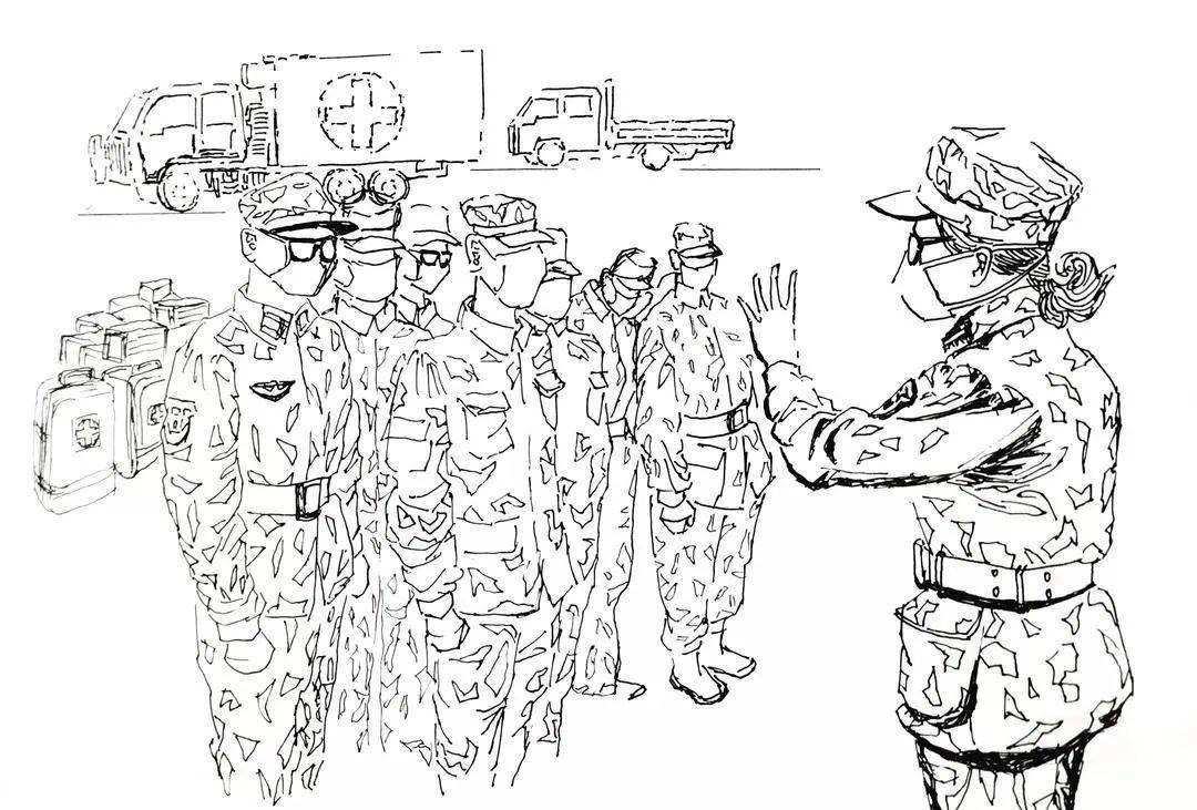 中国女兵照片抗疫图片大全简笔画，展现坚韧与希望的力量，中国女兵抗疫图片简笔画，展现坚韧与希望的力量