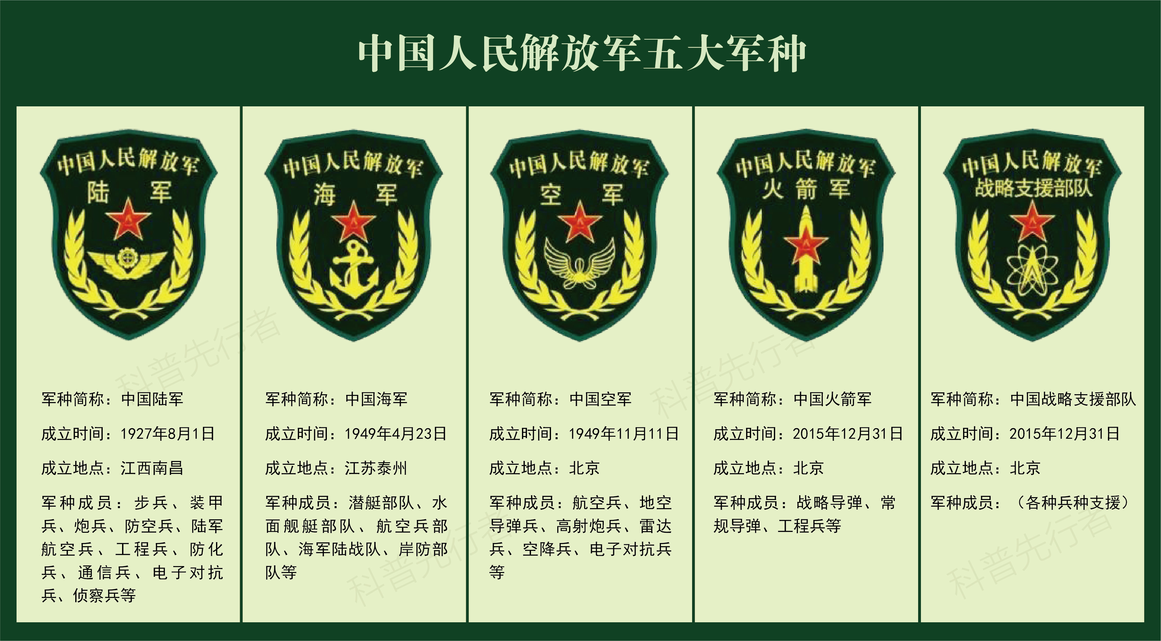 中国人民解放军军种介绍，中国人民解放军军种简介